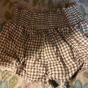 Urban Outfitters High Waist Brown Gingham Shorts